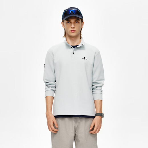 Biyinlefen sun protection plaid T-shirt 2025 new autumn men's tops fashionable foldable henley collar long-sleeved T-shirt