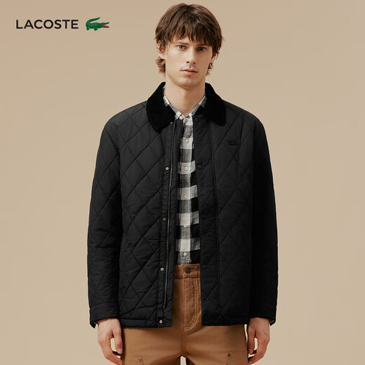 LACOSTE French Crocodile Men's Autumn and Winter Simple Comfortable Warm Lapel Jacket Short Cotton Jacket Men|BH6816 031/Black M 50/175
