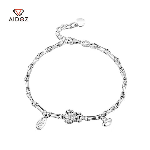 Aido Diamond pt950 platinum gourd bracelet for women, genuine platinum Fulu bamboo bracelet, lucky and lucky brand ingot bracelet, lucky and lucky bamboo bracelet 12.2-12.4g, length 16+3cm