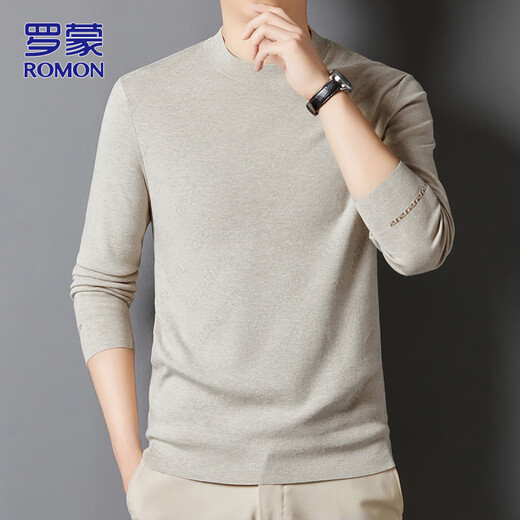 ROMON sweater men's autumn and winter casual round neck sweater solid color long-sleeved bottoming shirt men's versatile men's warm top