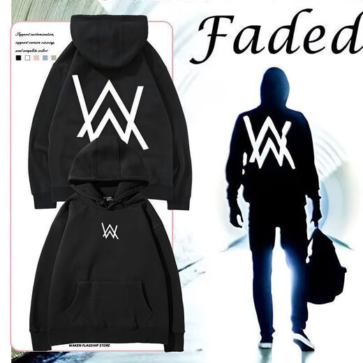 Ji Mi Alan Walker alanwalker three-piece set Jiahao same style DJ trendy autumn and winter hooded men's handsome sweatshirt winter Jiahao same style sweatshirt - black plus velvet M 80-100Jin Jin equals 0.5 kg