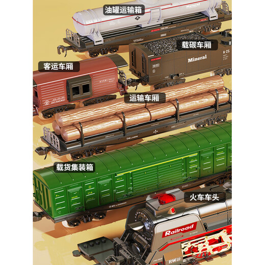 贝智鹿复古蒸汽电动小火车仿真合金高铁轨道车绿皮遥控模型儿童玩具男孩 【遥控充电版/精美礼盒】桥梁-207*99cm-6