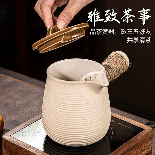 Jar jar teapot tea making utensils pottery pot roasted milk side handle pot ceramic internet celebrity tea making outdoor teapot Yueru kiln side handle pot (with lid)