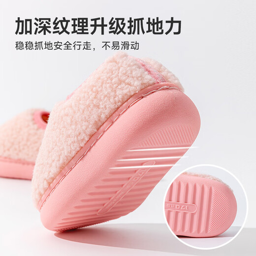 Pig Daddy Children's Cotton Slippers 1-3 Years Old Boys Autumn and Winter Indoor Home Non-Slip Warm Girls Baby Bag Heels Cotton Shoes Powder 15