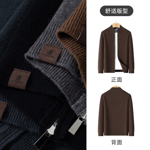 MONTAGUT Men's Wool Sweater Winter Sheep Wool Soft, Delicate, Heavyweight Thick Warm Cardigan Jacket Black 3XL