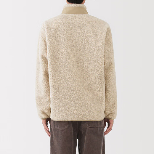 MUJI Men's Long Wool Fleece Jacket Men's Coat 25th Autumn and Winter New Arrival Polar Fleece Men's AB1PBA5A Light Yellow L (175/100A)