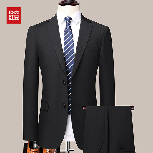 Red bean wool suit suit men's suit groom's dress bank civil servant work clothes two-button jacket 5158 single suit jacket one piece black L 170 (105-120Jin Jin equals 0.5 kg)
