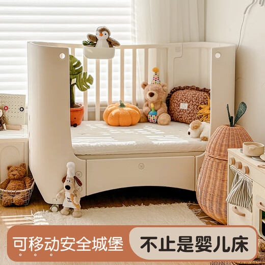 Cuna Shantou Lincun, cama de empalme extraíble ajustable, cama de juego, cambiador multifuncional para bebé, lavabo colgante, estera de fibra de aire 4D, mosquitera, mesa para cambiar pañales, otra estructura de soporte de montaje