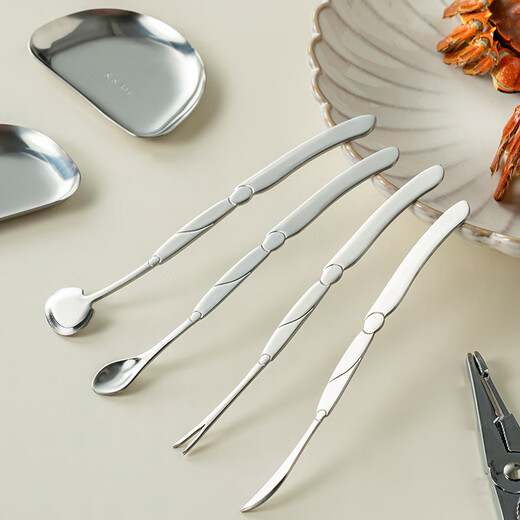 Man Gong high-end quality crab eight-piece 304 stainless steel crab-eating tool set in a gift box, eight-piece crab claws and crab-eating tools 304 steel & 304 steel pliers-gift box