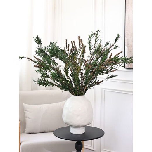 YWZR Buddha beads long branches dried flowers bouquet living room decoration vases wabi-sabi wind flower arrangement dried branches branches natural real flowers immortal flowers stone grain beige ceramic vase