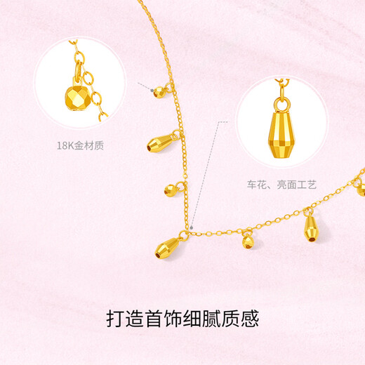Saturday Blessing Yellow 18K Gold Necklace Women's Smart Water Drop Color Gold Necklace Birthday Gift C0622087 40+5cm