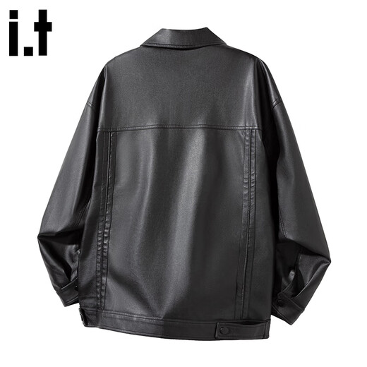 CHOCOOLATEit American Lapel Leather Jacket Men's Autumn New Trendy Brand Versatile Retro Casual Leather Jacket Black 2XL