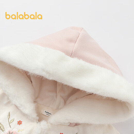 巴拉巴拉童装儿童外套女童冬装宝宝国风斗篷加绒保暖精致绣花时尚 红色调00366 90