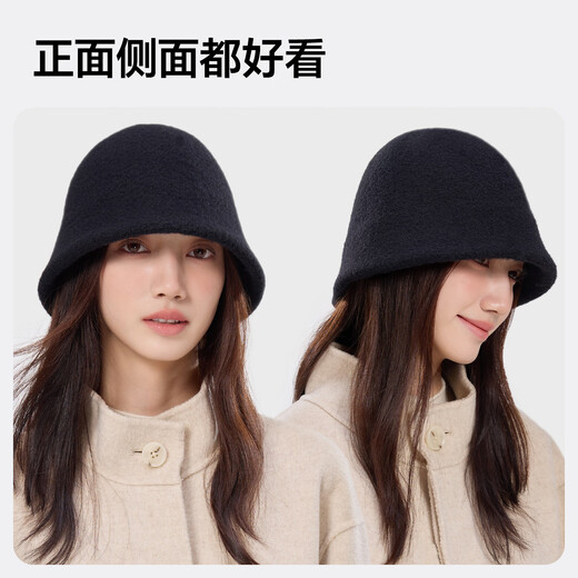 MISSION UV woolen warm fisherman hat for women in autumn and winter, versatile face-showing small winter hat, windproof and cold-proof hat for women in winter