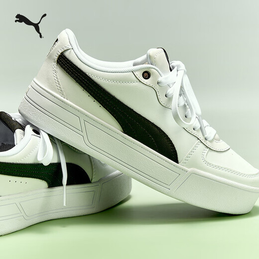 PUMA White Shoes Increased Thick Sole Tennis Style Sneakers Women's Casual Shoes SKYE 374764 White-Black-02 38
