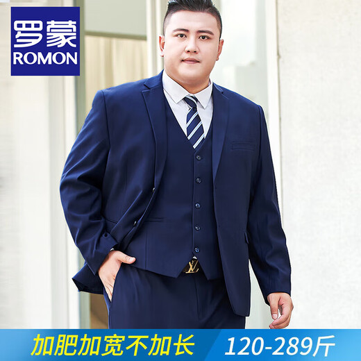 ROMON Plus Size Men's Suit Suit Plus Fat Fat Man Business Formal Wear Professional Loose Suit Jacket Wedding Dress Double Button Black Single Suit XL