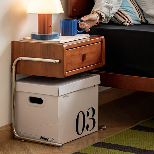 MUU Nachttisch aus massivem Holz, kleiner Schrank im antiken Stil, Aufbewahrung im Schlafzimmer zu Hause, Nachttisch mit Retro-Aufbewahrung, Ono-Nachttisch