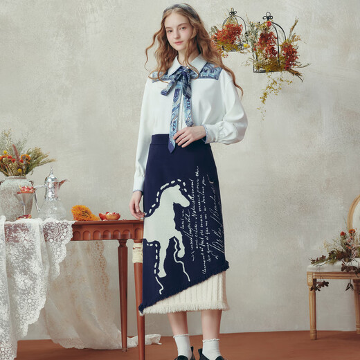 Two or Three Things Van Gogh's Literature and Art Ode to the Scroll 2025 Winter New Style Removable Printed Tie Shirt for Women White S