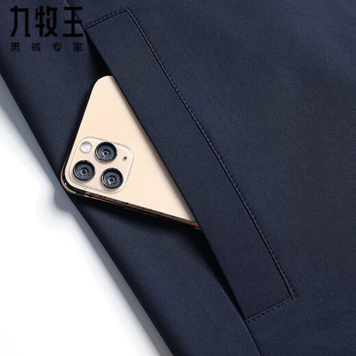JOEONE spring and autumn new executive jacket men's middle-aged and elderly business casual lapel thin top middle-aged dad jacket navy blue L 175