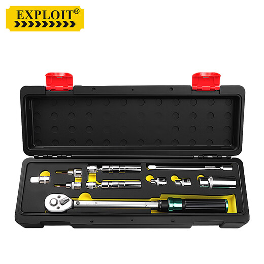 EXPLOIT torque wrench set, adjustable torque 5-60Nm, 10-piece set 104102