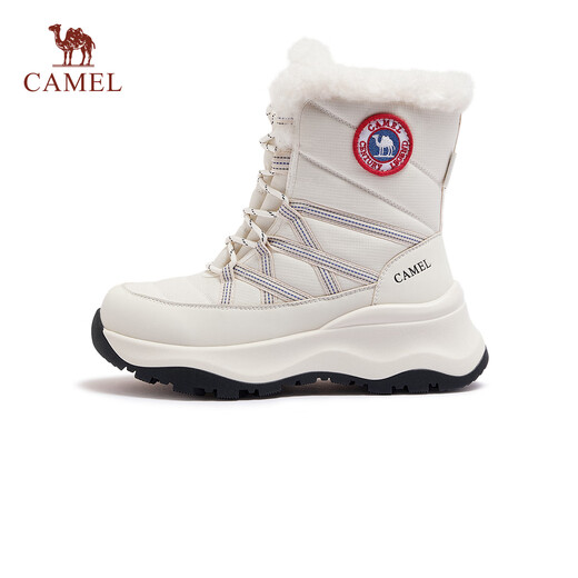 Camel (CAMEL) women's shoes winter new fashion snow boots lazy furry shoes versatile plus velvet warm and cold-proof casual boots L25W577050 beige 38