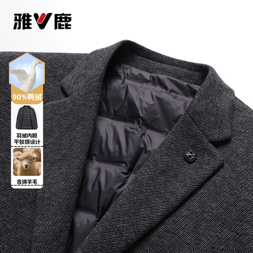 Yalu 90 velvet suit down jacket men's autumn and winter business casual woolen wool coat single suit jacket