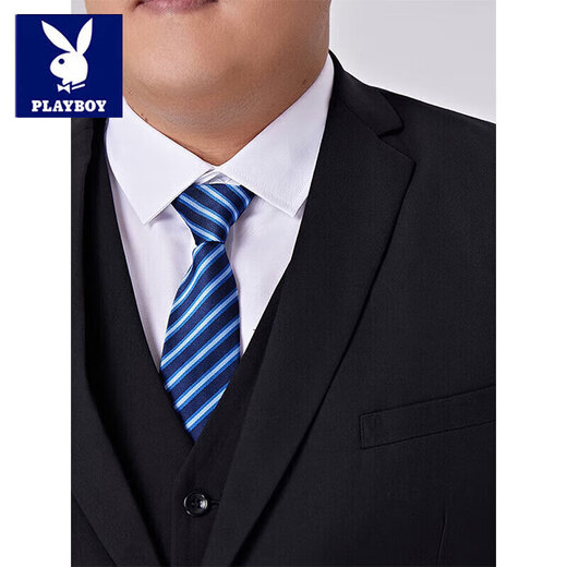 Playboy (PLAYBOY) large size suit suit men's jacket plus fat plus fat man formal dress groom wedding dress suit men's two-piece black (suit + trousers) + tie 6XL /200 Recommended 205-225Jin Jin is equal to 0.5 kg