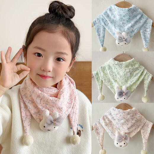 Children's scarf, baby triangle scarf, thin autumn and winter scarf for boys and girls, neck gaiter, cute baby skin-friendly, blue panda