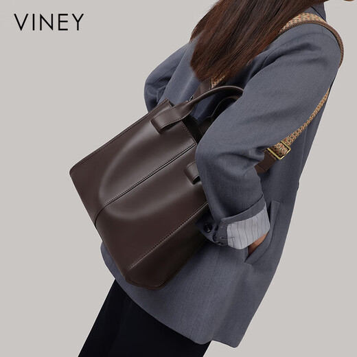 Viney bag women's leather bag large capacity bucket bag light luxury portable crossbody birthday gift high-end gift for girlfriend and wife