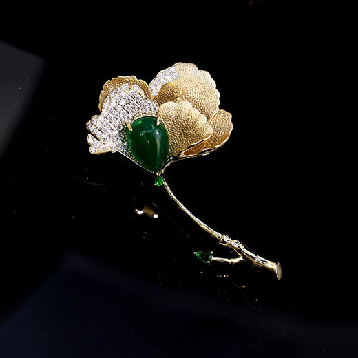 Lianshi Yin Muchi emerald lotus leaf brooch coat brooch women's corsage suit accessories wedding Qixi birthday XZ0563 emerald lotus leaf brooch