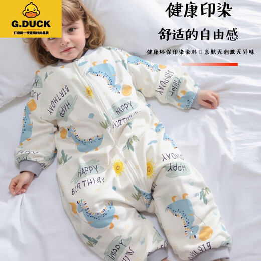 G.DUCKKIDS baby split-leg sleeping bag spring and autumn double-layer pure cotton baby one-piece pajamas, children's anti-kick quilt artifact, universal model for all seasons Cute rabbit--single-layer pure cotton short-sleeved Order according to the recommended height S (90) code--recommended height 70-8