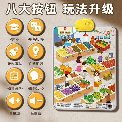 得力（deli）有声挂图儿童早教认知动物拼音数字幼儿启蒙宝宝益智学习玩具 【动物世界】中英双语 附挂钩+电池