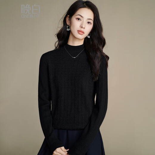 Late White New Product 2025 Winter Fashionable Casual Sweater Plus Velvet Warm Knitted Sweater for Women Without Belt Black S