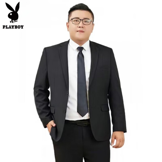 Playboy Fat Suit Men's Casual Jacket Plus Size Fat Guy Suit Professional Work Business Formal Wear Wedding Black Top + Pants 6XL 230-245Jin Jin is equal to 0.5 kg