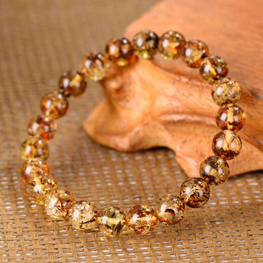 Wanjun natural amber, red flower, gold and amber Buddha beads bracelet, high purity water beads diameter 8.5mm, factory direct supply with certificate