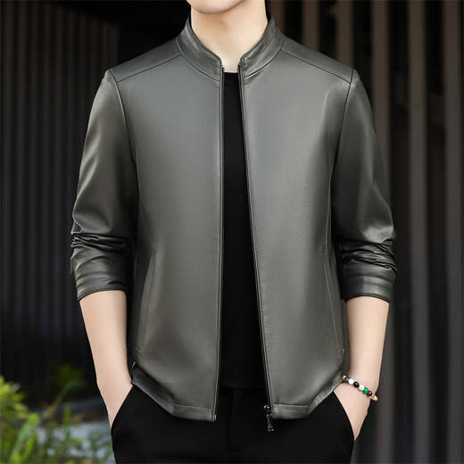 KBXNG Jinba Jacket's main brand leather jacket men's lapel genuine leather sheepskin autumn and winter leather jacket 2025 new style coffee color coffee color L 175