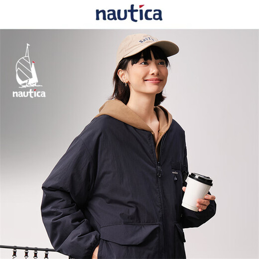 Nautica white sail CityBoy Luya Series Japanese unisex outdoor reversible loose cotton jacket JW5348 Navy 41C M