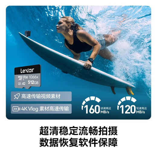 Lexar 512GB TF (MicroSD) memory card V30 read 160MB/s DJI drone action camera Action5/Pocket3 recommended memory card (1066x)
