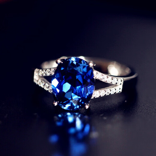 Fat Donglai quality 925 silver herringbone tanzanite sapphire ring women's silver ring hand-set ring for women main stone 8X10mm live ring