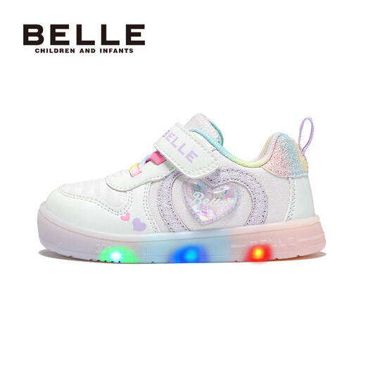 Belle Children's Shoes 2025 Autumn New Girls' Flashing Shoes Baby Casual Sneakers Girls' Sports Shoes Pink 28
