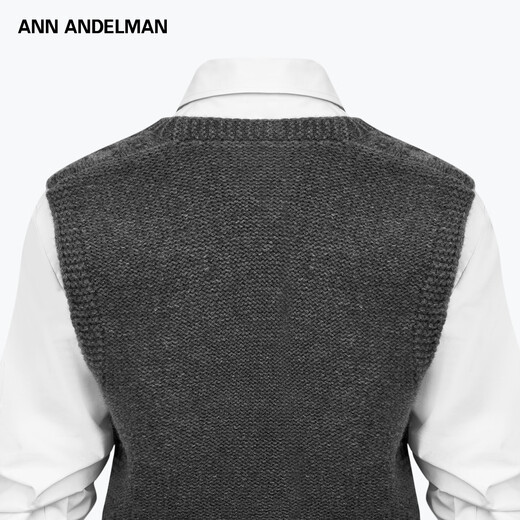 ANN ANDELMAN Real two-piece U-neck knitted vest white long-sleeved shirt retro college style simple and capable white XS