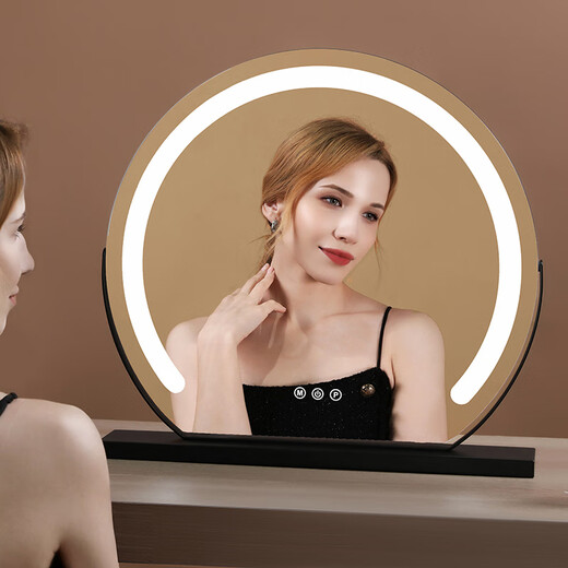 The other half of the German FZY lighted makeup mirror led fill light charging lamp desktop desktop semi-circle rotatable makeup table mirror 60cm fashionable white plug-in