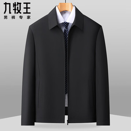 JOEONE spring and autumn new executive jacket men's middle-aged and elderly business casual lapel thin top middle-aged dad jacket navy blue L 175