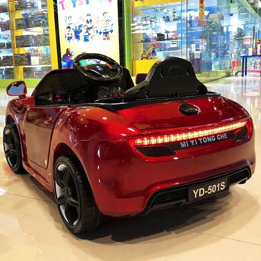 AiTong children's electric car 4-wheel toy car with remote control 1-3-4 years old can sit on and swing children's car birthday gift time-keeping, comfortable and painted black, two-wheel drive 12V small battery leather seat