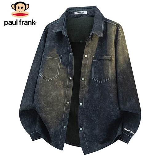 Рубашка с длинными рукавами Paul Frank, мужская осенняя рубашка с принтом тай-дай, мужская повседневная свободная рабочая одежда, куртка, мужская куртка с принтом тай-дай, облачно-серого цвета, XL