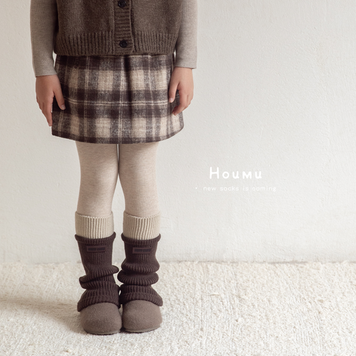 Jimita children's socks autumn and winter knitted thickened girls' knee pads and calf covers Korean style ins girls' pile socks winter dark gray (1 pair) Model's color is one size fits all (socks length is about 26cm)