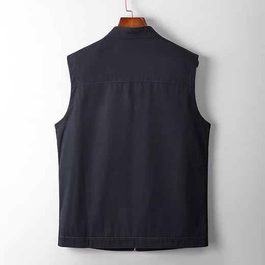 圣马奇保罗polo马甲男春秋新款时尚休闲立领马夹男马标刺绣潮流坎肩男外套 深蓝色翻领B款 XL 建议140-155斤