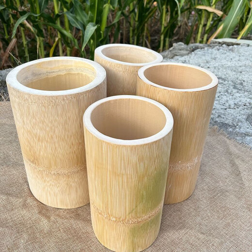 Steamed rice bucket bamboo steamed rice bamboo tube household whole bamboo rice bucket bamboo steamer fresh bamboo rice tube outer diameter about 17-18cm with lid + steaming cloth