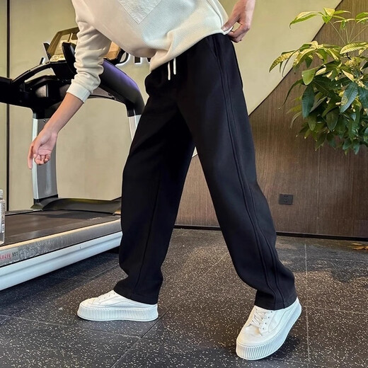 Kuraishi Kazuki spring and autumn new straight-leg loose sweatpants men's trendy high-end simple versatile sports and leisure trousers black XL