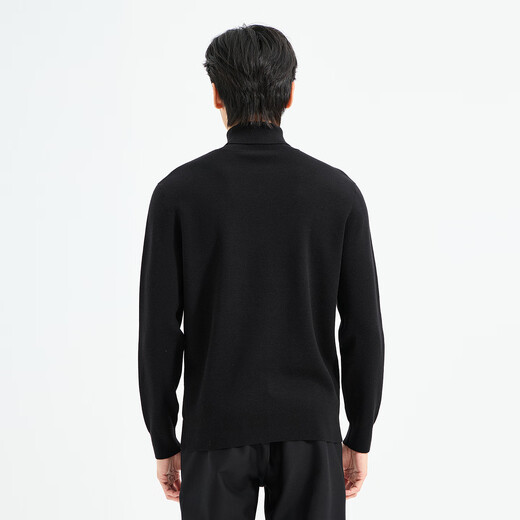 LiLang Light Fashion Men's Clothing Shopping Mall Same Style Wool Sweater Men's Machine Washable Turtleneck Cashmere Blended Warm Long-Sleeved Sweater Black (1Y) XL (175)